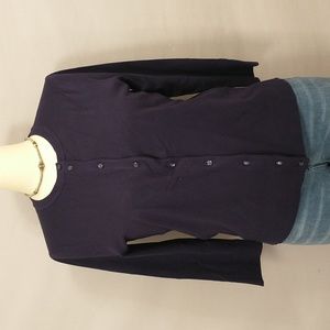 Navy Blue Cardigan NWT Soft Lightweight XL Bracelet Sleeve Crew Neck